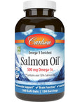 Carlson - Salmon Oil, 500 mg Omega-3s, Norwegian, Heart, Brain & Joint Health, 300 Softgels