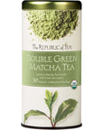 The Republic of Tea Organic Double Green Matcha, Gourmet Blend of Organic Green Tea And Matcha Powder, 50 Count