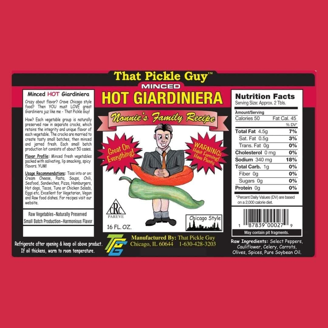 That Pickle Guy Minced All Natural Chicago Style HOT Giardiniera Raw 24ounce