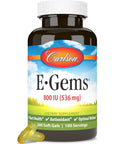 Carlson - E-Gems, 800 IU (536 mg), Heart Health & Optimal Wellness, Antioxidant, 100 soft gels