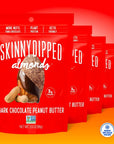 SkinnyDipped Dark Chocolate Peanut Butter Almonds, Healthy Snack, Plant Protein, Gluten Free, 3.5 oz Resealable Bags, (Pack of 5)