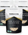 Terrasoul Superfoods Organic Raw Cashews 6 Lbs Pack of 3 Premium Quality for Snacking Baking and Culinary Creations