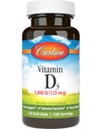 Carlson - Vitamin D3 5000 IU (125 mcg), Bone Health, Muscle Health, Cholecalciferol, Vitamin D Supplements, Vitamin D3 Soft Gels, 120 Softgels