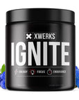 Xwerks Ignite Blue Razz Pre Workout Powder - Best Natural Keto Pre-Workout for Women and Men with Explosive Energy - Gluten Free Preworkout Blend for Endurance and Stamina -150 mg Caffeine 30 Servings