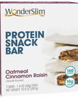 WonderSlim Protein Snack Bar Oatmeal Cinnamon Raisin 10g Protein Gluten Free 7ct