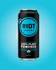 RIOT energy 100 Plant Powered Energy Drink BERRY RIOT Ketofriendly Organic No Added Sugar 16oz Pack of 12