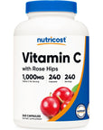 Nutricost Vitamin C with Rose Hips 1025mg, 240 Capsules - Vitamin C 1,000mg, Rose Hips 25mg, Premium, Non-GMO, Gluten Free Supplement