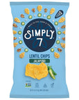 Simply 7, Lentil Chips, Jalapeño, 4 oz, 12 Pack, Non-GMO, Nut-Free, Vegetarian, Low Calorie, Plant-Based, Cholesterol-Free, Low Fat, Vegan Snack