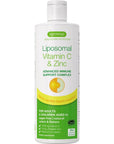 High Absorption Liposomal Vitamin C 1000mg & Zinc Bisglycinate by Igennus, Advanced Liquid Immune Support, USA Made & Non-GMO, Sugar-Free, Zesty Citrus & Vanilla Flavor, 30 Servings