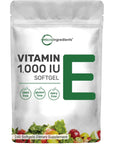 Micro Ingredients Vitamin E 1000 IU, 240 Softgels | Pure Vitamin E Oil Pills | Antioxidant Supplements for Skin, Face, & Immune Health | Non-GMO, Gluten Free