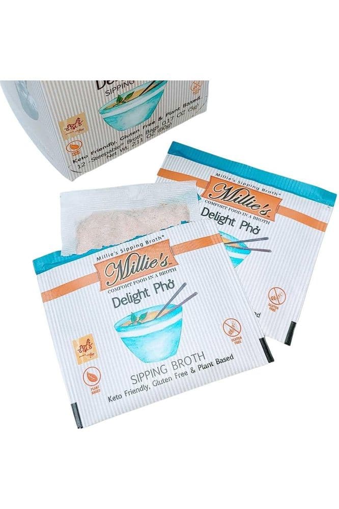 Millie’s Sipping Broth - Vegetable Broth -Natural-Gluten Free-Keto Friendly Delight Pho 12 Count Box