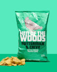 Hen of the Woods Kettle Cooked Potato Chips, Buttermilk and Chive Flavor, 6 Ounce Bag, 6-Pack