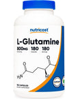 Nutricost L-Glutamine 800mg, 180 Capsules - Gluten Free, Non-GMO