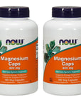 NOW Magnesium 400mg - 180 Capsules (Pack of 2)