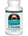 Source Naturals Caffeine  L-Theanine, Energy and Focus Support from Green Tea - 60 Tablets