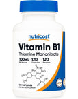 Nutricost Vitamin B1 (Thiamine) 100mg, 120 Capsules - Gluten Free and Non-GMO