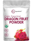 Organic Dragon Fruit Powder 10oz  100 Natural Fruit Powder  FreezeDried Pink Pitaya Source  No Sugar  Additives  Great Flavor for Drinks Smoothie  Beverages  NonGMO  Vegan Friendly