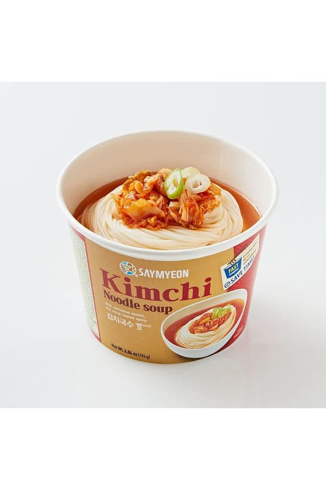 SAYMYEON Kimchi Noodle Soup, Non-fried Korean Food Cup Ramen Guksu, Thin Noodle with Kimchi Soup, 6.84 Ounce, 1EA