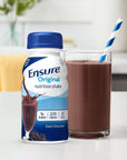 Ensure Original Dark Chocolate Nutrition Shake  Meal Replacement Shake  24 Pack Plastic Bottle Liquid