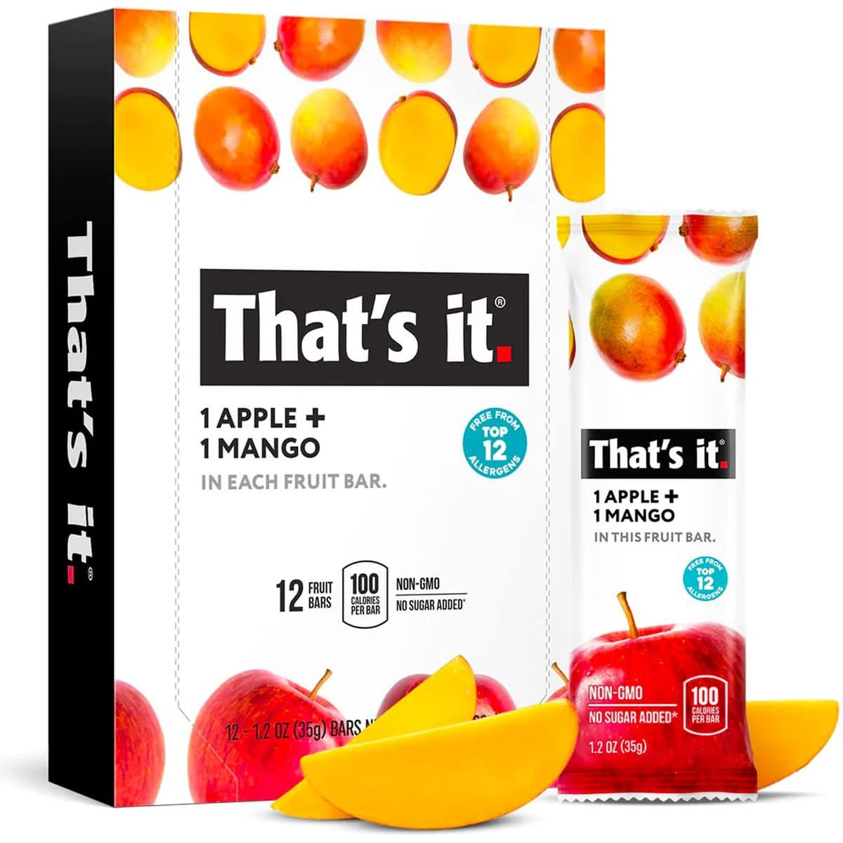 Thats it 48 Count Variety Pack  Strawberry Blueberry Mango  Cherry flavors  100 Natural Real Fruit bars Strawberry Plantbased Vegan glutenfree No added Sugar Top 12 allergen free