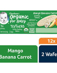 Gerber Snacks for Baby Teethers, Organic Gentle Teething Wafers, Mango Banana Carrot, 1.7 Ounce, 12 Count Box