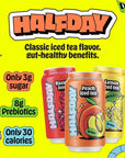 HALFDAY Prebiotic Iced Tea Cans wGut Health Peach Lemon Raspberry Fruit Flavors  Fruity Favorites Variety Pack  Low Sugar Low Calorie 8g of Plant Fiber Supports Digestive Health 12Pack