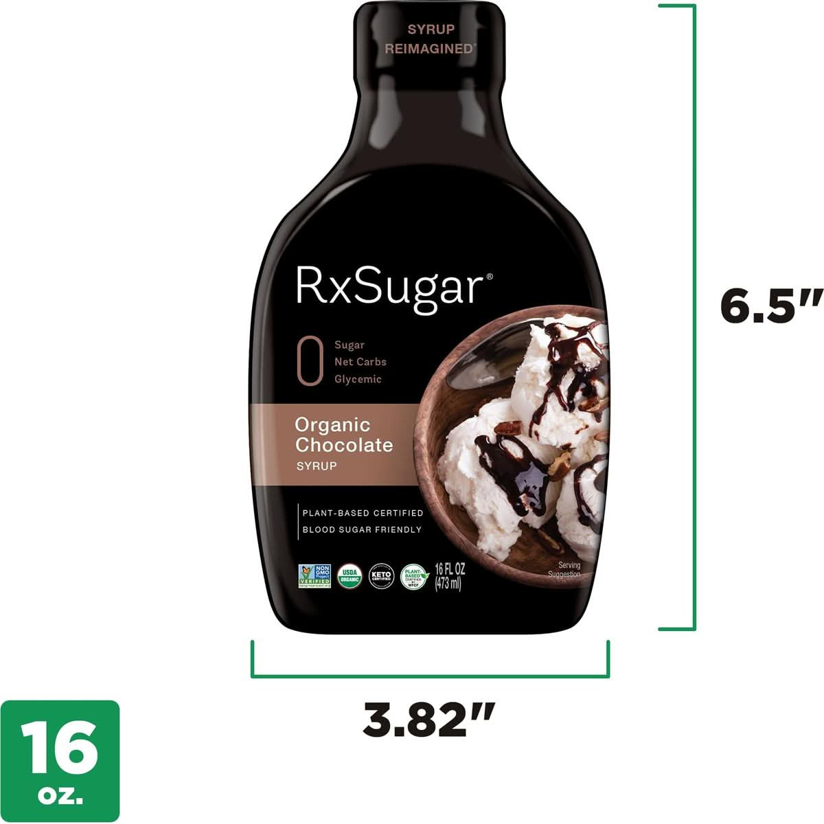 RxSugar Organic Chocolate Syrup 2Pack  Allulose sweetener  DiabetesSafe Natural Sugar  Keto Certified  NonGMO Project Verified  GlutenFree Certified