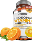 Premium Liposomal Vitamin C 2000mg - 180 Capsules -Ultra Potent High Absorption Ascorbic Acid, Supports Immune System & Collagen Booster - Powerful Antioxidant High Dose - Fat Soluble