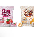 CREME SAVERS  Classic Original Individally Wrapped Strawberries and Creme and Orange and Creme Hard Candy  2  PACK Variety  Sameday Shippers Card