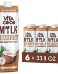 Vita Coco Barista Milk  Plant Based Dairy Free Milk Alternative  Gluten Free Soy Free and Unsweetened  Perfect Add to Coffee Matcha Pink Drinks  338 Fl Oz Pack of 6