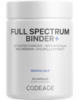 Codeage Binder + Systemic Binder Supplement - Activated Charcoal Pills, Bentonite Clay Mineral Powder, Fulvic & Humic Acids, Molybdenum, Carbon Forms - 90 Capsules