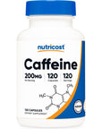 Nutricost Caffeine Pills 200mg, 120 Capsules - Gluten Free, Non-GMO