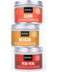 NOMU Spicy Seasoning Trio Set - Peri-Peri, Mexican & Cajun (3-pack)