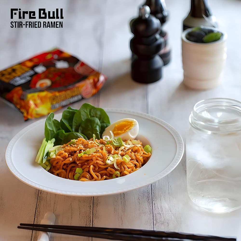 Fire Bull Ramen Intense Spicy StirFried Ramen  Authentic Korean Heat Meets Flavorful Delight  Thick Chewy Noodles  Quick  Easy Meal 4 Pouches