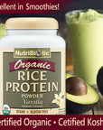 NutriBiotic Certified Organic Rice Protein Vanilla, 1 Lb. 5 Oz | Low Carbohydrate Vegan Protein Powder | Raw, Certified Kosher & Keto Friendly | Made without Chemicals, GMOs & Gluten | Easy to Digest