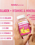 Collagen Gummies for Women | 200mg Hydrolyzed Collagen + 2500mcg Biotin, With Vitamin C, E & Zinc | Anti Aging, Hair Growth, Skin, Strong Nails | Non-GMO Gummy Vitamin Supplements | 60 Count