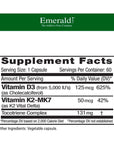 Emerald Labs Vitamin D3+K2 5,000 IU's - Daily Supplement for Heart, Bone, Teeth, Immune Health, and Overall Support - 60 Vegetable Capsules