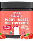 Llama Naturals Real Fruit Gummy Vitamins for Kids, No Added Sugar Cane, Beta Carotenes, Whole Food Multivitamin, Vegan Toddler Gummies, Plant Based, Organic, Chewable 90 ct (30-45 Days) Strawberry