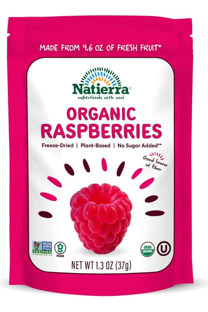 NATIERRA Nature&#39;s All Foods Organic Freeze-Dried Raspberries | Non-GMO &amp; Vegan | 1.3 Ounce