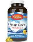 Carlson - Teen's Smart Catch, 700 mg Omega-3s, Cognitive Development, Brain Function & Vision Support, Lemon, 180 Softgels