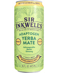 SIR INKWELLS Adaptogen Yerba Mate Tea  Healthful Energy 150 mg Organic Caffeine  300mg Ashwagandha Reishi Ginseng  Immunity Stress Support  NonGMO Vegan  Meyer Lemon  Mint 16oz 12pk