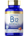 Carlyle Vitamin B-12 6000mcg | 120 Fast Dissolve Tablets | Natural Berry Flavor | Vegetarian, Non-GMO, and Gluten Free Sublingual Supplement