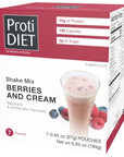 ProtiDiet Meal Replacement High Protein Shake Mix  Berries and Cream  7 Pouches  Delicious Smoothie Mix with 15g Protein and Low Sugar  100 Calorie Protein Shake Meal Replacement