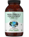 Maxi Health Omega 3 Supplement with Vitamin D3 1000 IU - Omega-3 Fish Oil Concentrate from Wild Caught Tuna - Kosher - Heart & Joint Health - High Potency Source of EPA / DHA Fatty Acids - 180 Vegetarian Softgels