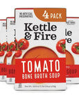 Tomato Soup with Chicken Bone Broth by Kettle and Fire, Pack of 4, Paleo, Gluten Free Collagen Soup on the Go, 11g of Protein, 16.2 fl oz