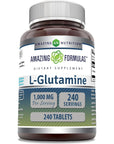 Amazing Formulas L Glutamine 1000mg Tablets Supplement | Non-GMO | Gluten Free | Made in USA (240 Count)