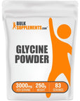 BULKSUPPLEMENTS.COM Glycine Powder - L-Glycine Powder, Glycine Supplements, Glycine 3000mg - Glycine Amino Acid, Pure & Gluten Free - 3000mg per Serving, 250g (8.8 oz)