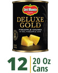 DEL MONTE DELUXE GOLD Pineapple Chunks in 100 Pineapple Juice Canned Fruit 12 Pack 20 oz Can