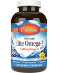 Carlson Elite Omega 3 Gems, 1600mg, Lemon Flavored, 240 Softgels