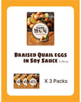 KULOSORY 3 Packs Braised Quail eggs in Soy Sauce 52 oz Korean Side Dish Food Banchan